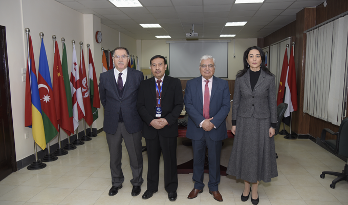 A group photo of the visiting AOA members, (L/R standing) H.E. Mr. Seref Malkoc, Chief Ombudsman, Republic of Turkiye, H.E. Mr. Mokhammad Najih, Chairman, Ombudsman of the Republic of Indonesia, H.E. Mr. Ejaz Ahmad Qureshi, Federal Ombudsman of Pakistan/President AOA and H.E. Ms. Sabina Aliyeva, Commissioner for Human Rights, Republic of Azerbaijan (AOA Secretariat 30 January 2024).