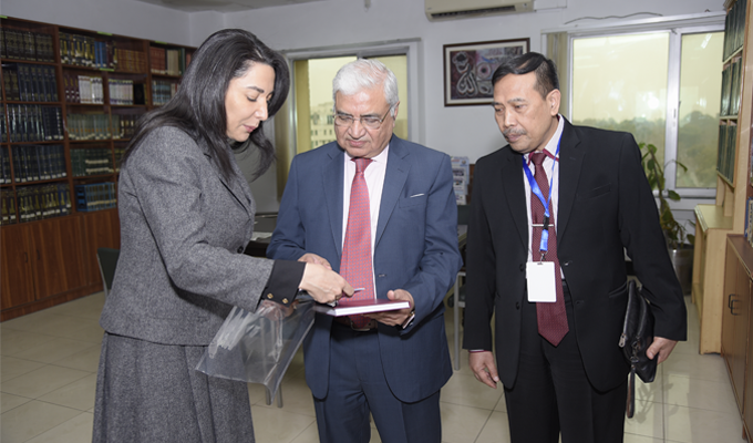 President Asian Ombudsman Association along with Chairman, Ombudsman of the Republic of Indonesia and Commissioner for Human Rights, Republic of Azerbaijan at the AOA Resource Centre, Islamabad. (30 January 2024).